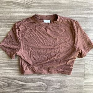 PINK Victoria Secret Brown Cropped Tee Shirt XS
